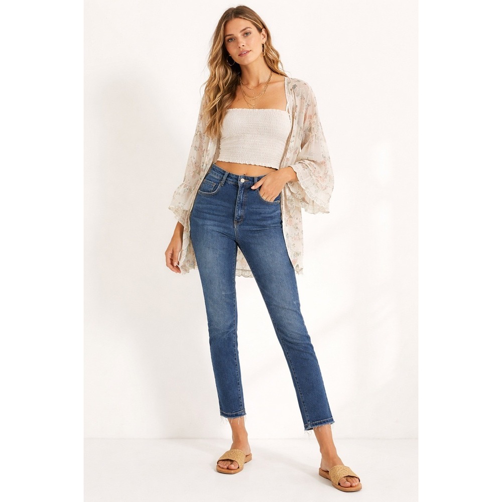 Anthropologie Pilcro Cigarette Jeans Women‎ 26 High Rise Raw Hem Straight Leg